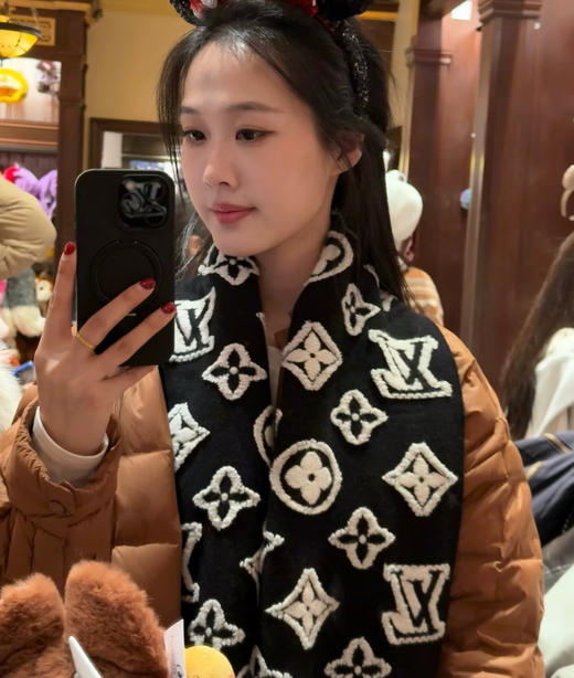 YP74-路易威登LV顶级图案山羊绒混纺毛字母花卉3D提花长巾披肩（DSX） 商品图4