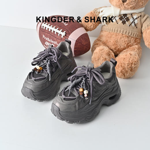 经典鲨2026年春专柜新品紫色网面透气厚底系带显高老爹鞋女KW160-617021 商品图0