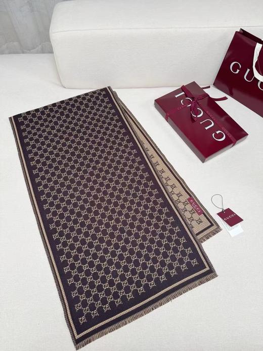 YP72-古驰新GG羊毛双面围巾 流苏滚边（DSX*MM） 商品图5