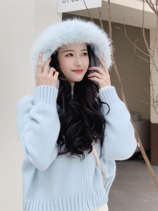 【百图lulu定制】【大毛领暖绒开衫】大毛领 可拆卸 双头拉链 毛衣开衫 外套 商品图2