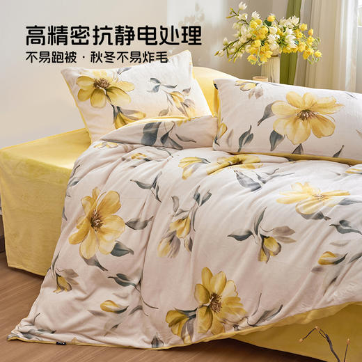 多喜爱  印花牛奶绒套件【不起球 不掉毛】【 A类高克重】【柔软舒适 抗静电】栀子凝香 商品图2