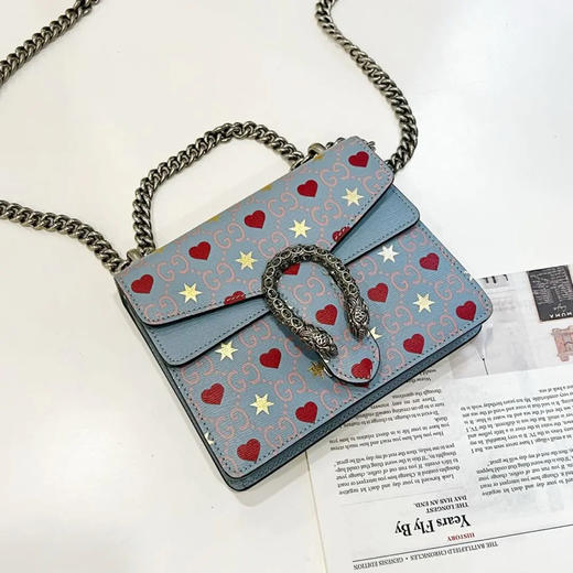 GUCCI 酒神 小号 粉色拼爱心 斜挎包 商品图0