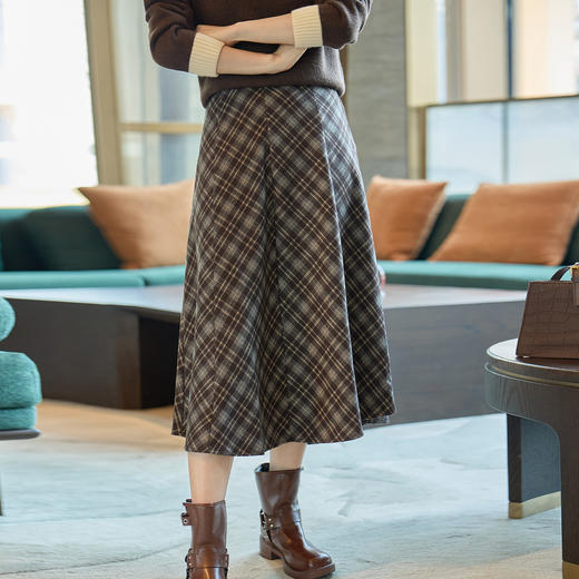 奢姿大码女装2025冬季时尚格纹设计半身裙胖妹妹气质复古显瘦裙子9954435237 商品图2