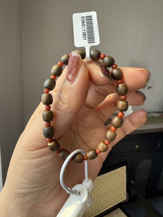 沉香鼓珠配南红小圆珠 手串儿 发顺丰到付 商品图5