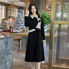 奢姿大码女装2025冬季时尚拼撞色翻领连衣裙胖妹妹气质显瘦裙子9954954042 商品缩略图2