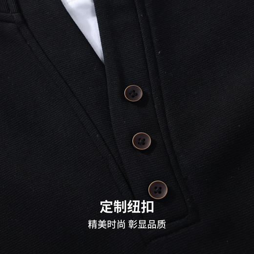 【舒适透气】圣得西2026年春季国潮落肩男款假两件卫衣套头针织衫 商品图6