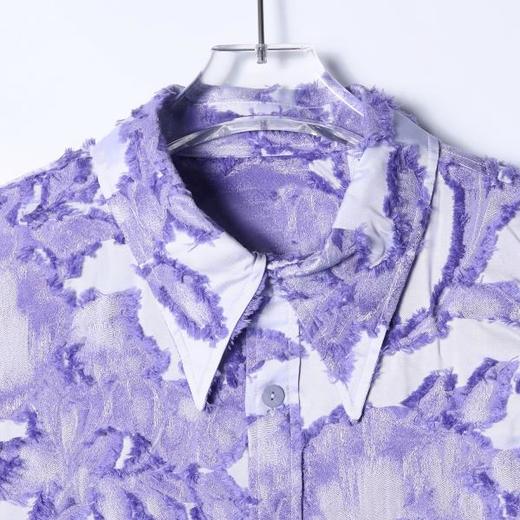 126SDSA男士秋冬新款痞帅男装美式潮牌撞色山茶花廓形长袖衬衫百搭 商品图2