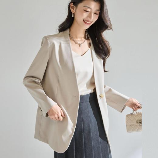 「高货sh」全新升级【铂金会员284/天猫379/差价95】(94553)洛诗琳极简V领西装外套2026春季新款宽松休闲通勤上衣 商品图0