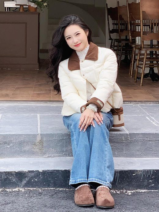 【百图lulu定制】【奥利奥棉服】格纹  灯芯绒衣领 袖口 拼色 棉服 商品图6