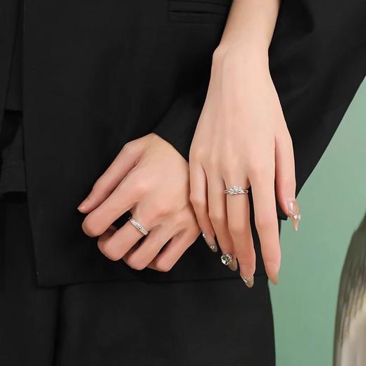 【百搭简约❗️轻奢浪漫】s999足银雪山玫瑰情侣对戒一对开口戒指女轻奢高级感。jc 商品图2