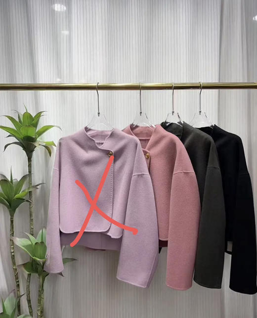 轻奢极简风圆领一粒扣短款羊绒羊毛外套（禁止水洗） 商品图4