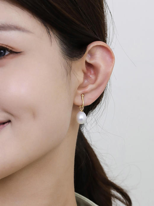 【挚友限定】(挂珠款)18K金可换珠耳夹 极光澳白珍珠 水滴型11-12mm QC 商品图0