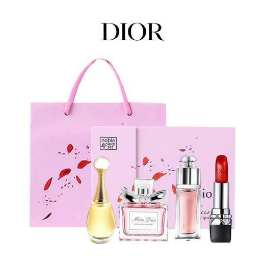 【送礼袋】Dior迪奥甜心爱恋礼盒四件套（真我5ml+甜心5ml+魅惑5ml+999口红1.5g ）一般贸易 商品图0