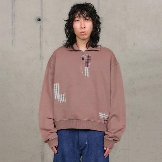 Story mfg GEO PULLOVER 男女中性款复古半拉链拼接串珠卫衣 商品图0