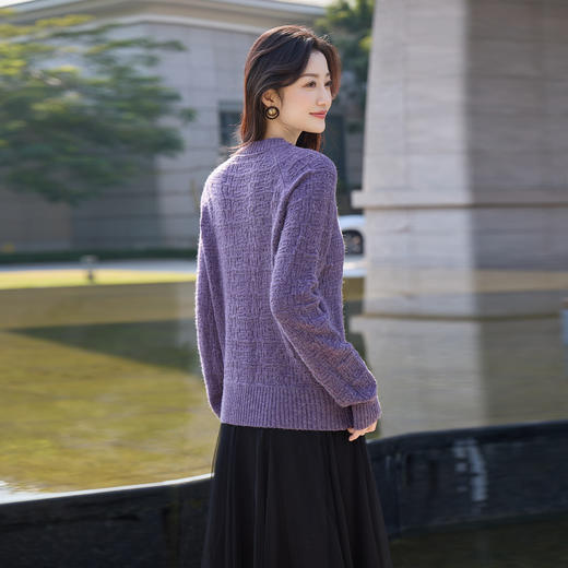 奢姿大码女装2025冬季胖妹妹时尚肌理针织衫气质优雅简约休闲上衣9854669966 商品图3