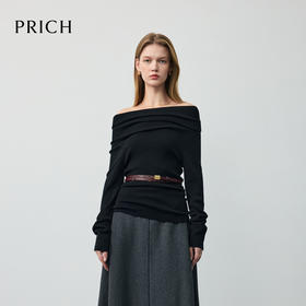 PRICH女装 一字肩针织衫PRKWG1C01M