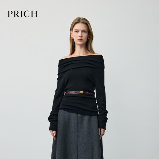 PRICH女装 一字肩针织衫PRKWG1C01M 商品图0