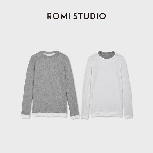ROMI STUDIO“双面两穿”19.5μm超细羊毛撞色长袖T恤 RWDSSU1550 商品图1
