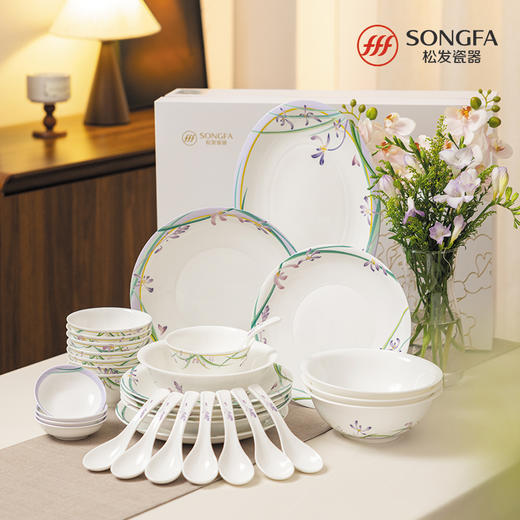 32头兰径寻芳骨瓷釉中餐具 商品图0