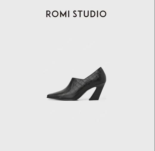 ROMI STUDIO"法式优雅"牛皮拼羊皮方头粗跟高跟鞋RWBLP31638 商品图0