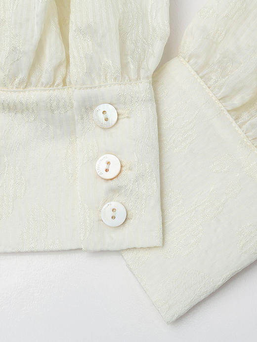 法式奶杏木耳边飘带衬衫 春夏季新款肌理感宽松甜美长袖衬衣 商品图4