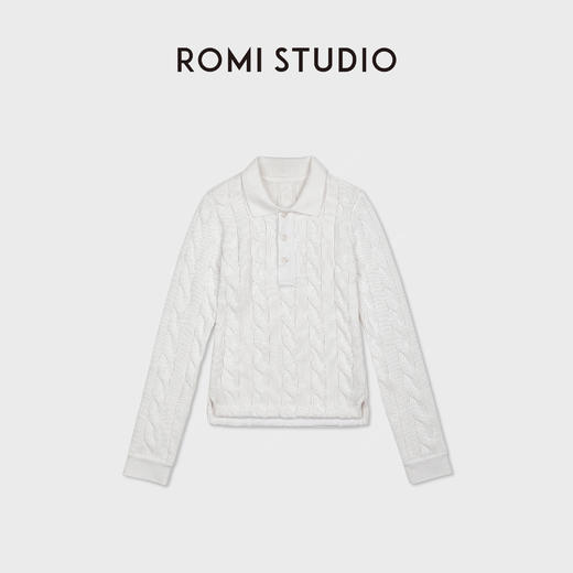 ROMI STUDIO“简约老钱”高智感麻花纹理polo领针织长袖 RWDSSU2248 商品图1