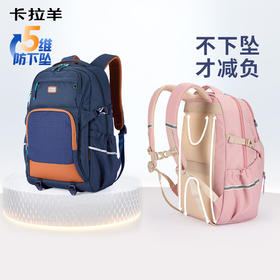 卡拉羊中学生5维减负防下坠护脊风琴书包大容量双肩包悦动 CX5560/L