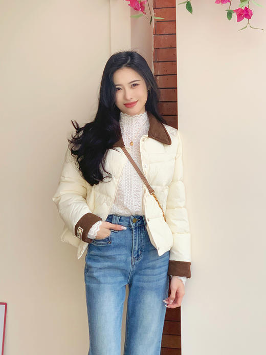 【百图lulu定制】【奥利奥棉服】格纹  灯芯绒衣领 袖口 拼色 棉服 商品图7