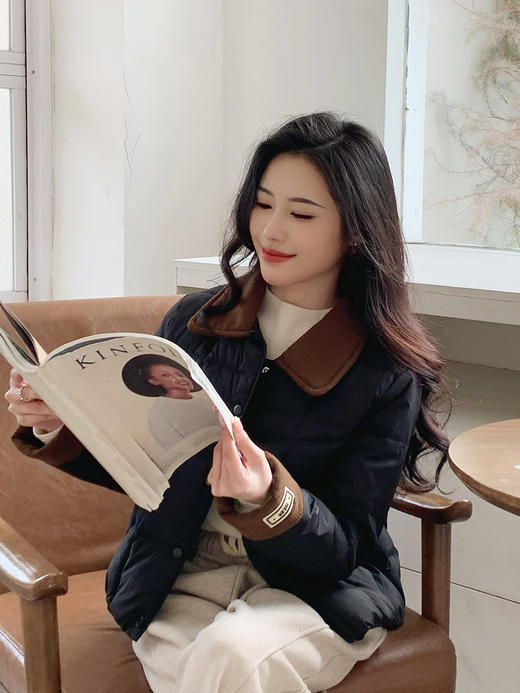 【百图lulu定制】【奥利奥棉服】格纹  灯芯绒衣领 袖口 拼色 棉服 商品图10