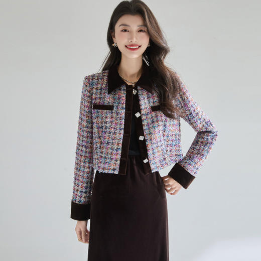 「预售」「高货sh」全新升级【铂金会员367/天猫489/差价122】(05651)洛诗琳法式撞色小香风外套2026春季新款气质显瘦短外套 商品图1