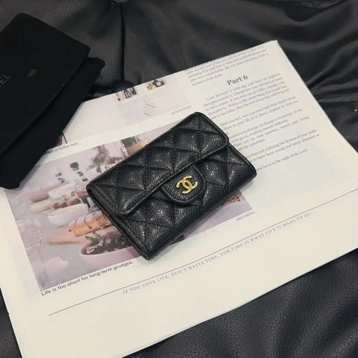 Chanel 黑金 荔枝纹牛皮 钱包 商品图0