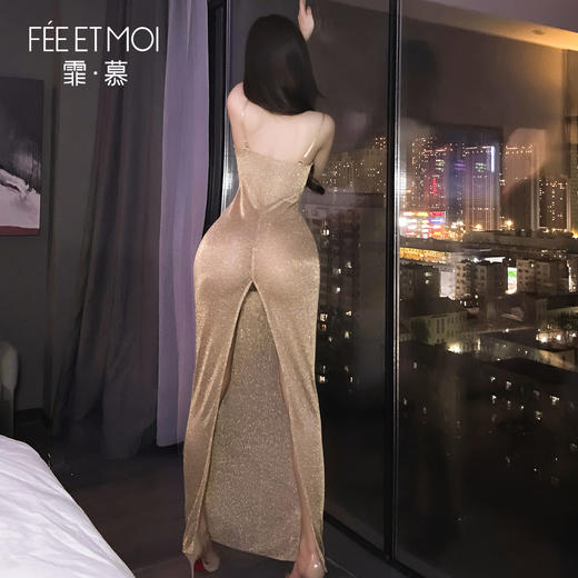 【情趣内衣】霏慕 鎏金欲影修身开叉连衣裙ZY170 商品图8