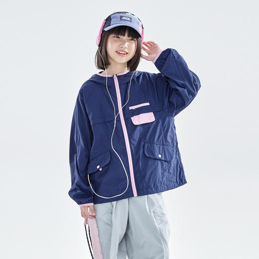 cicochild26年春季新款亲子中大女童轻量撞色外套防泼水连帽上衣 商品图3