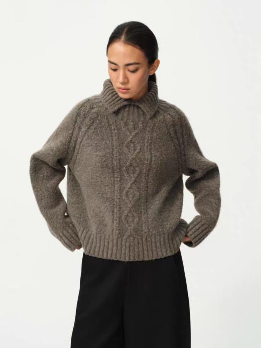 Evistub girls/E-5DMY1248/绵羊毛混纺绞花开衩毛衣 商品图4