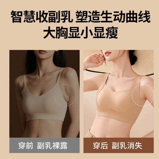 T1-【B-F杯】【大胸显小 双提拉防下垂】润微无痕内衣女收副乳聚拢调整型薄款文胸  提拉云影 商品图3