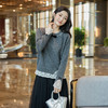 奢姿大码女装2025冬季时尚蕾丝设计圆领针织衫胖妹妹气质减龄上衣9854670713 商品缩略图1