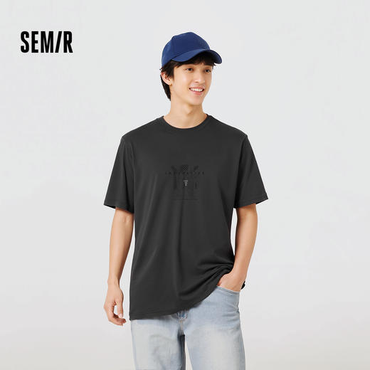 森柔|森马短袖T恤男夏季渐变精致质感字母印花上衣休闲百搭套头衫 商品图0