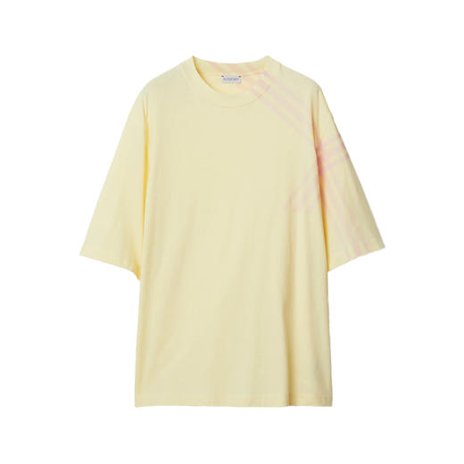 BURBERRY 巴宝莉 男士罗纹针织领口格纹衣袖棉质短袖T恤 黄色 8082053 B8639 商品图0