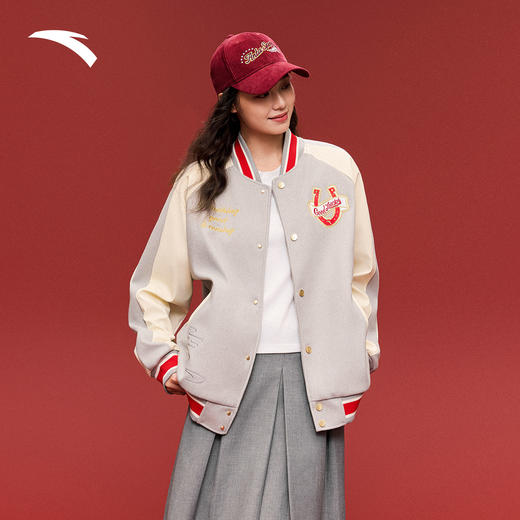 安踏好事发生丨马年新年款红色棒球服夹克外套男女同款152618709S 商品图1