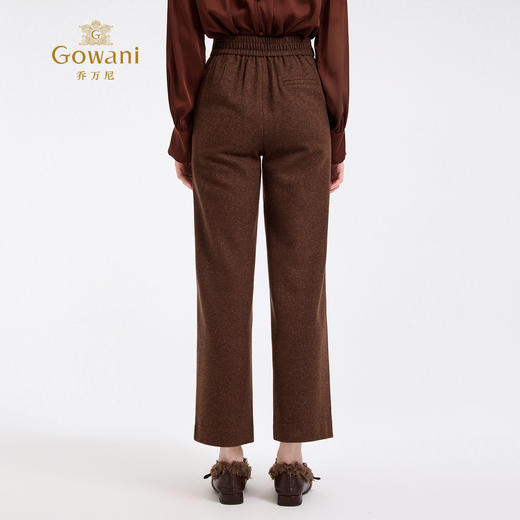 乔万尼新品羊毛混纺人纹知性感宽松直筒裤ED4F832 商品图4