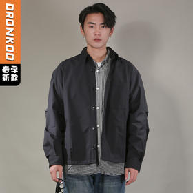 DRONKOO 2026 翻领左贴袋内里拼小格纹两件套中厚衬衣外套