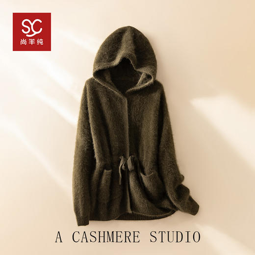 北美小动物系列~复古皮草感抽绳收腰连帽加厚开衫外套女XDW260514 商品图0