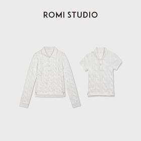 ROMI STUDIO“简约老钱”高智感麻花纹理polo领针织长袖 RWDSSU2248