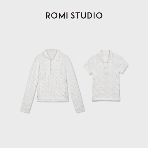 ROMI STUDIO“简约老钱”高智感麻花纹理polo领针织长袖 RWDSSU2248 商品图0