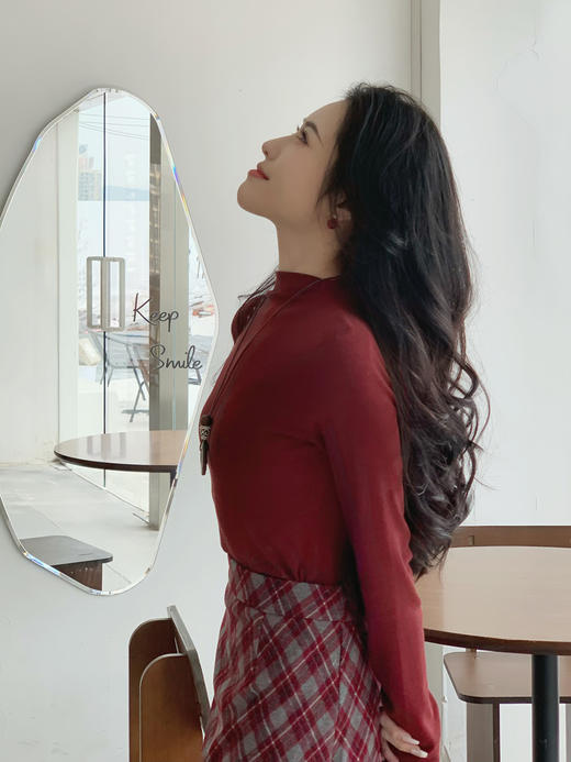 【百图lulu定制】【红曜石T恤】【赠来财吊坠】高弹 舒适 小立领 长袖T恤 商品图2