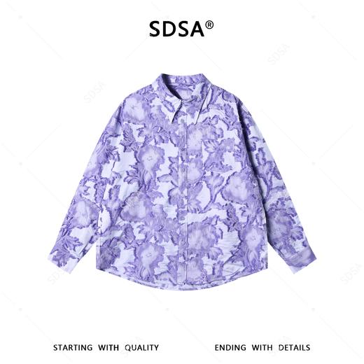 126SDSA男士秋冬新款痞帅男装美式潮牌撞色山茶花廓形长袖衬衫百搭 商品图1