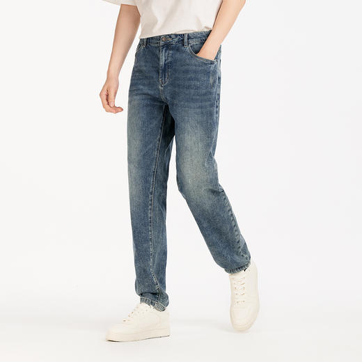 森柔|森马牛仔裤男夏季复古水洗小脚裤舒适弹力棉质时尚长裤百搭 商品图2