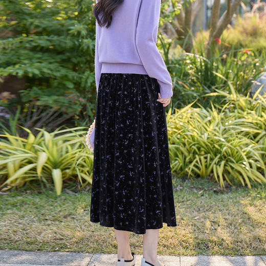 奢姿大码女装2025冬季胖妹妹时尚松紧腰半身裙气质复古显瘦裙子9954494434 商品图3