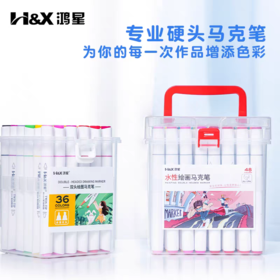 鸿星水性双头马克笔速干学生儿童美术专用diy水彩笔手提盒装
