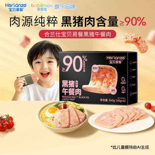 Herlanze宝贝易餐 减钠*黑猪午餐肉240克（40克*6） 商品图0